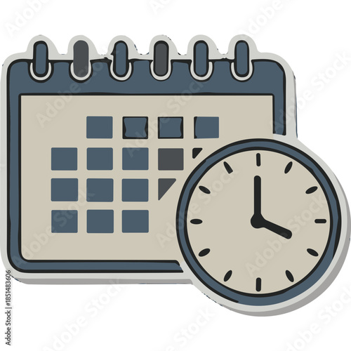Calendar and Clock Icon: Time Management and Scheduling Concept