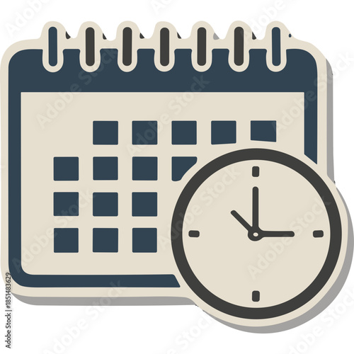 Calendar and Clock Icon: Time Management, Scheduling, and Planning