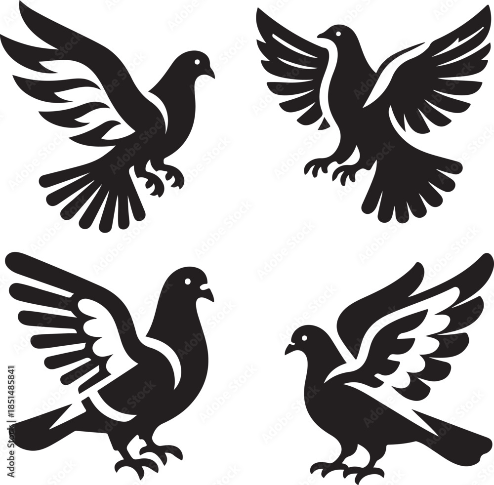 Obraz premium Birds icon silhouette vector with white background