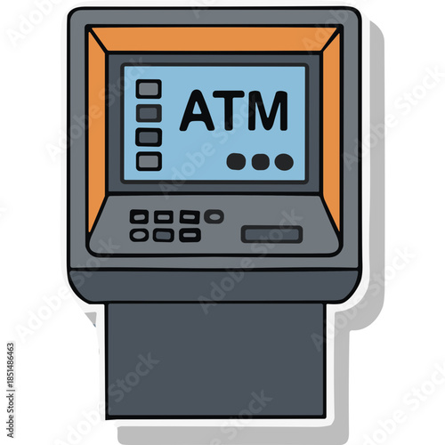 Cartoon ATM Machine Icon - Financial Transaction Machine