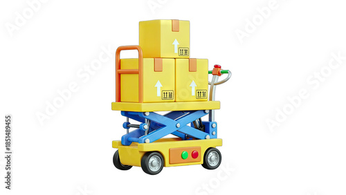 Boxes on a lift cart in a delivery process