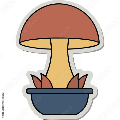 Cartoon Mushroom in Pot Sticker