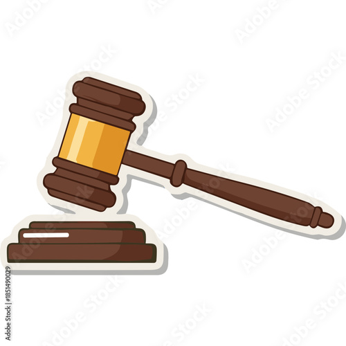 Cartoon Gavel and Sounding Block Vector Icon