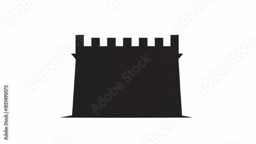 Black Silhouette of a Castle Wall with Battlements.