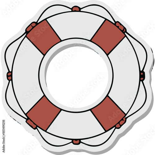 Cartoon Lifebuoy Ring - Nautical Safety Device Graphic