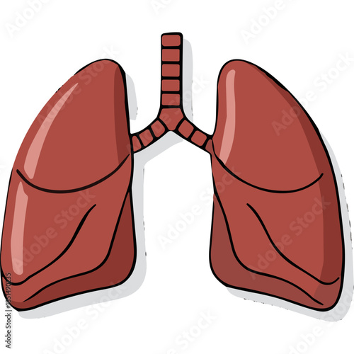 Cartoon Lungs Icon - Respiratory System Illustration