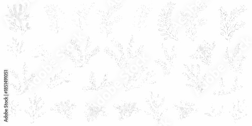 Delicate floral branches and leaves arrangement in a monochrome style