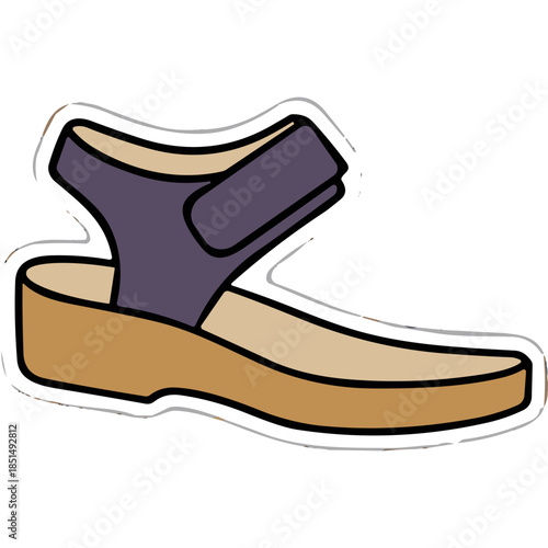 Cartoon Style Purple Wedge Sandal with Tan Sole