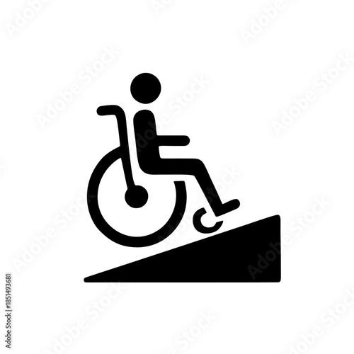 Icon "Inclusive Design": a wheelchair easily ascending a ramp.