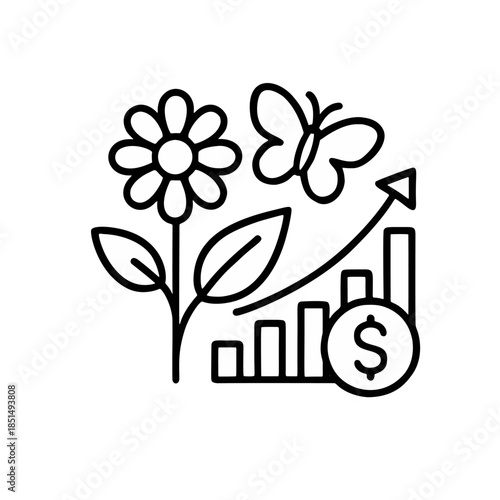 Outline icon for biodiversity net gain