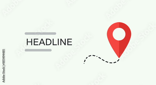 Location Point Flat Design With Dashed Line For Headline Visuals