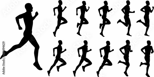 Silhouettes of runners showcasing various phases of a running stride