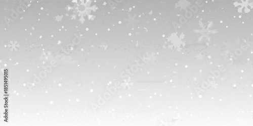 Soft grayscale background with scattered snowflakes and a wintery atmosphere