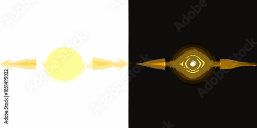 A contrasting depiction of luminosity bright yellow orb versus dark focused glow