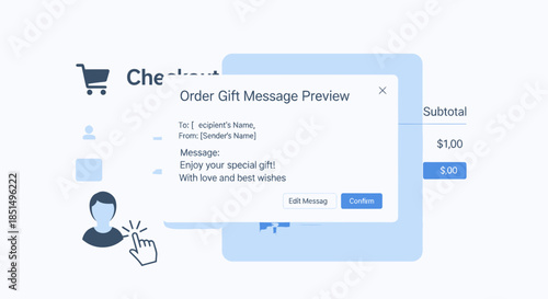 Online Shopping Checkout Process With Gift Message Option Interface