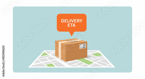 Package Delivery On Map With Estimated Time Of Arrival Notification
