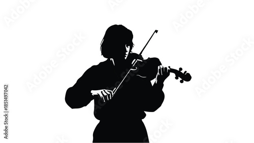 Silhouette of a person playing the violin with intense focus