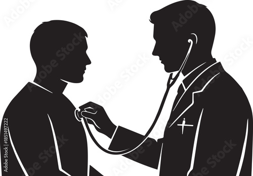 Doctor Examining Patient with Stethoscope Silhouette