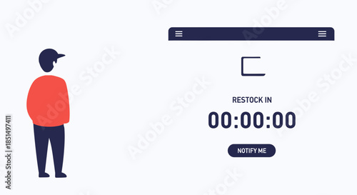 Restock Countdown Vector Illustration With Cartoon Character Design