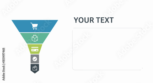 Sales Funnel With Shopping Cart Illustration Showing Conversion Rate