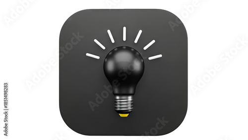 Black Light Bulb Icon Shining Bright on Dark Background