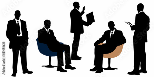 Silhouettes of business professionals in a meeting or discussion setting