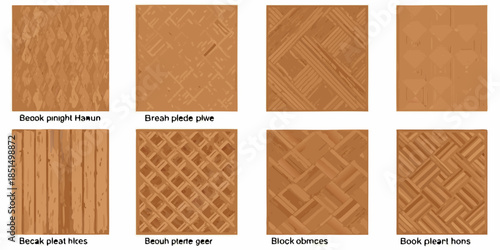 An arrangement of various textured terracotta tiles in a grid pattern