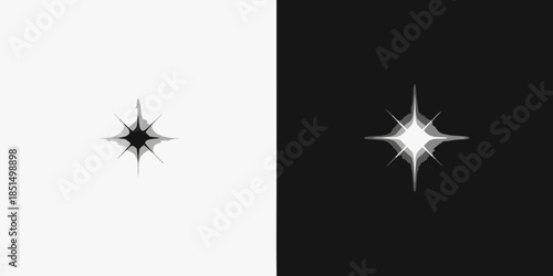 A stark contrast of light and darkness featuring a starburst on each side