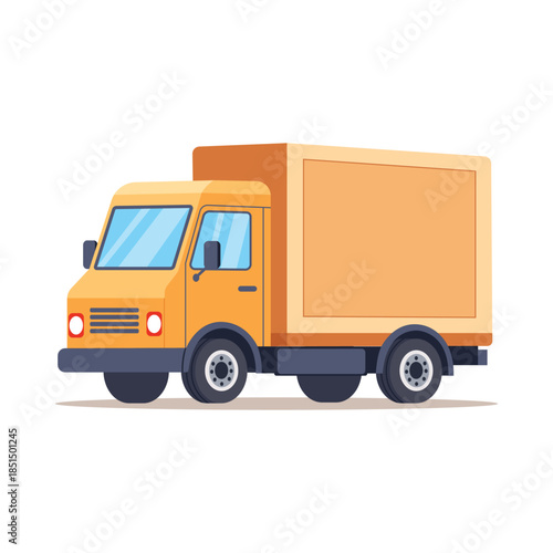 Delivery Box Truck Flat Vector Illustration