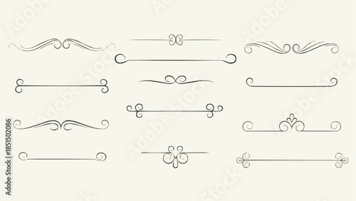 Collection of Elegant Decorative Flourishes and Ornate Dividers.