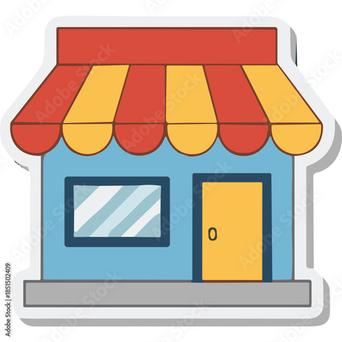 Colorful Storefront Icon: Shop Building with Awning
