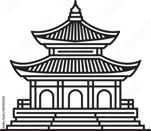asian pagoda temple architecture outline vector