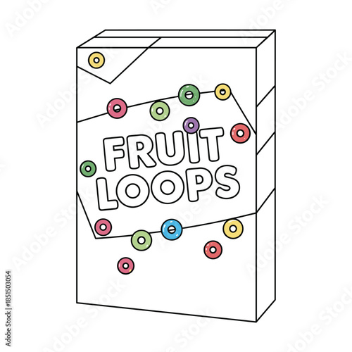 White fruit loops cereal box with colorful rings