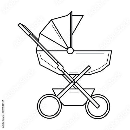 Baby Stroller Outline Illustration