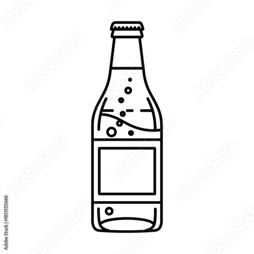 Glass Bottle with Fizzy Drink Illustration