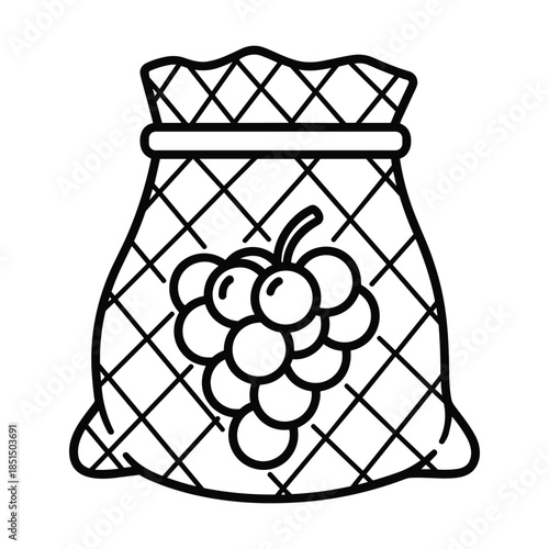 Black bag of grapes illustration