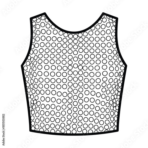 Black and white sleeveless top with circle pattern