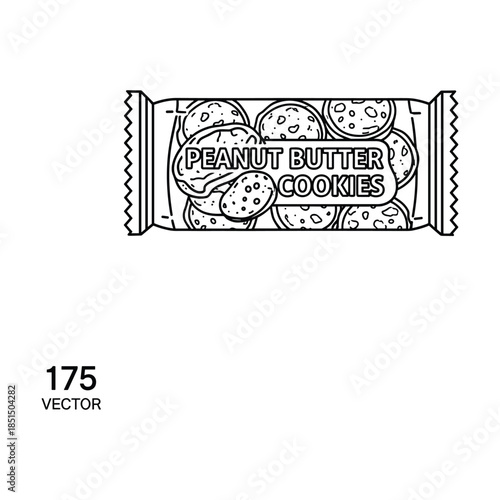 Pack of peanut butter cookies illustration