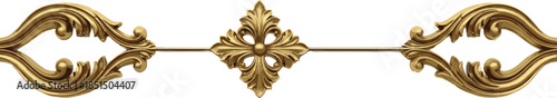 Luxury golden ornamental divider with vintage baroque floral design, elegant decorative border element isolated on white background