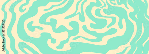 Abstract liquid design with groovy waves and trippy distortion in vintage colors. Y2k inspired pattern with artistic shapes for posters and prints. Stock vector illustration in psychedelic style.