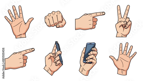 Hands gesturing and interacting with smartphones in various ways
