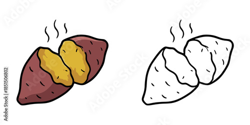 シンプルな焼き芋のアイコンイラスト