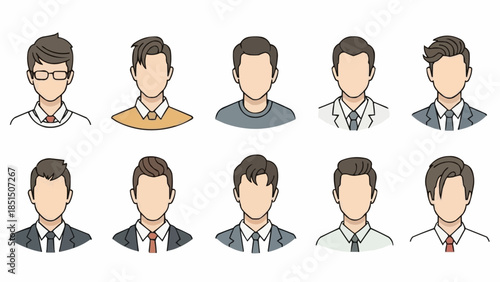 Collection of diverse male avatars in professional attire.