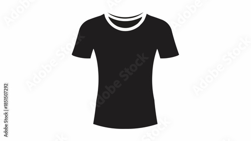 Black T-shirt with white collar and sleeves.