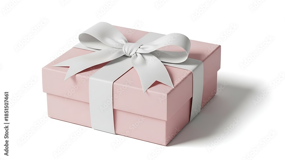 Obraz premium Elegant Pink Gift Box with White Ribbon and Bow.