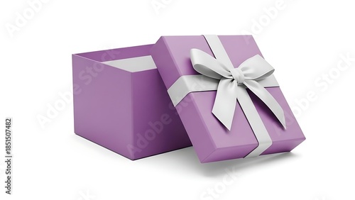 Elegant Purple Gift Box with White Ribbon and Bow.