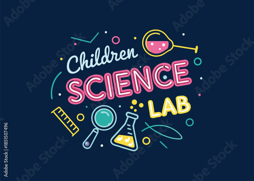 Inspire young minds with this playful Children Science Lab design perfect for educational materials, posters, and vibrant learning environments today!