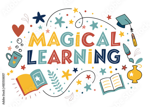 Inspire young minds with this charming magical learning design perfect for educational materials, children's books, and vibrant classroom decor today