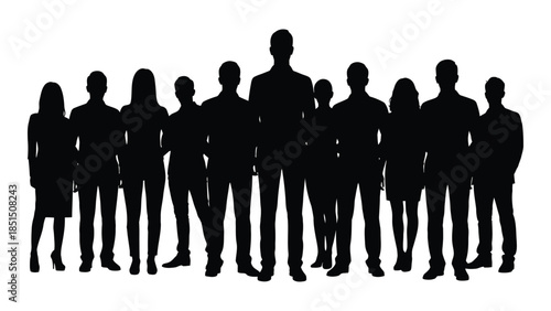 a group of people standing together depicted in a dark contrasting silhouette