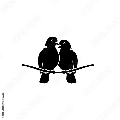 Two Pigeons Sitting on a Branch